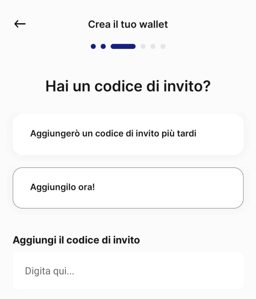 Relai inserimento Codice Referral